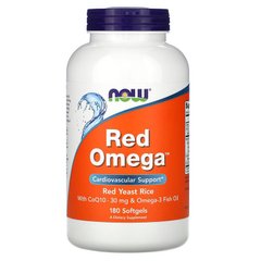 Красный рис и Q10 (Red Omega), Now Foods, 30 мг, 180 гелевых капсул - фото