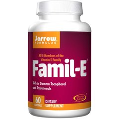 Витамин Е, Famil-E, Jarrow Formulas, 60 МЕ, 60 капсул - фото
