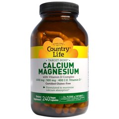 Кальций Магний Витамин Д, Calcium-Magnesium with Vitamin D, Country Life, 240 капсул - фото