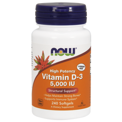 Витамин Д3, Vitamin D-3, Now Foods, 5000 МЕ, 240 капсул - фото