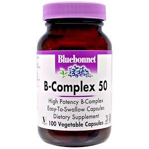 Комплекс В-50, B-Complex 50, Bluebonnet Nutrition, 100 капсул - фото
