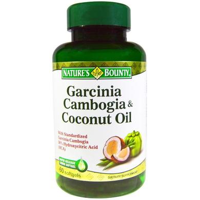 Гарциния камбоджийская и масло кокоса, Garcinia Cambogia & Coconut Oil, Nature's Bounty, 60 капсул - фото