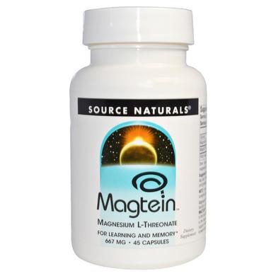 Магний л-треонат, Magnesium L-Threonate, Source Naturals, 667 мг, 45 капсул - фото