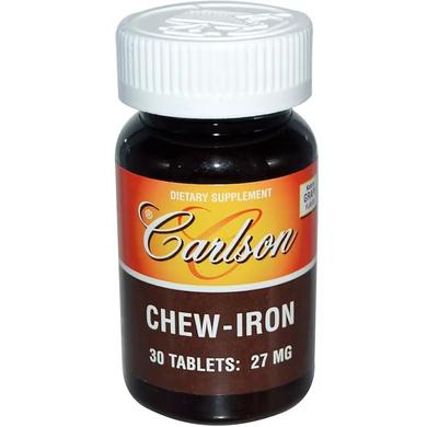 Залізо, Carlson Labs, 27 мг, 30 таблеток - фото