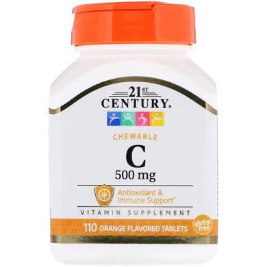 Витамин С, Chewable C-500, 21st Century, жевательный, 110 таблеток - фото