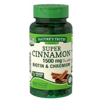 Супер кориця плюс біотин і хром, Super Cinnamon plus Biotin & Chromium, Nature's Truth, 1500 мг, 60 капсул - фото