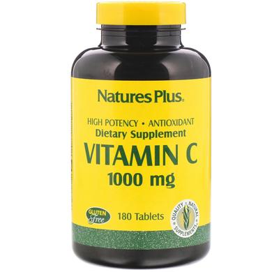 Витамин С, Vitamin C, Nature's Plus, 1000 мг, 180 таблеток - фото