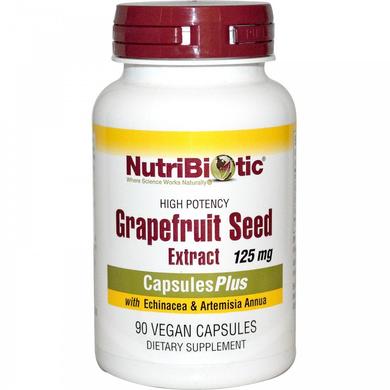 Экстракт грейпфрутовой косточки, Grapefruit Seed Extract, NutriBiotic, 90 капсул - фото