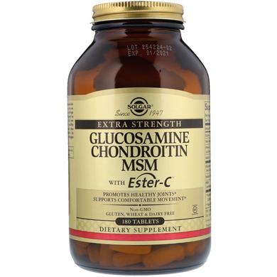 Глюкозамін, хондроїтин, метилсульфонілметан з Естер-C, Glucosamine Chondroitin MSM With Ester-C Solgar, 180 таблеток - фото