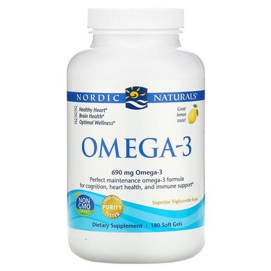 Очищенный рыбий жир, Omega-3, Nordic Naturals, лимон, 690 мг, 180 капсул - фото