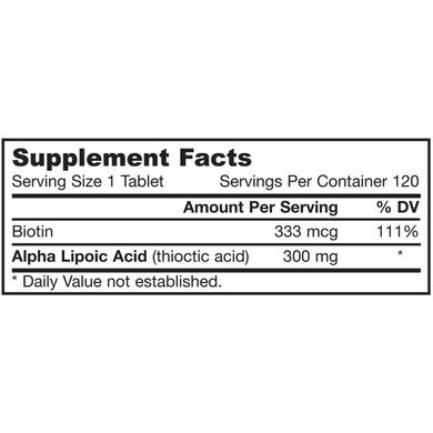 Альфа-липоевая кислота + биотин, Alpha Lipoic Sustain, Jarrow Formulas, 300 мг, 120 таблеток - фото