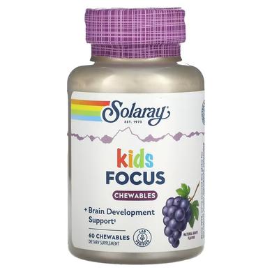 Підтримка розвивається мозку дітей, Focus For Children, Solaray, виноград, 60 жувальних таблеток - фото