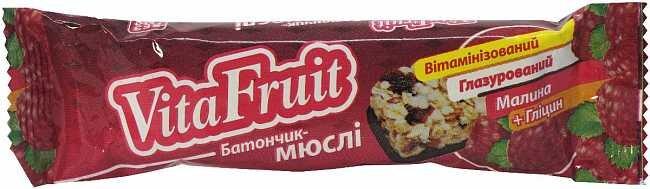 Батончик-мюслі, Малина+гліцин, Vita Fruit, 25 г - фото