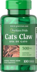 Кошачий коготь, Cat's Claw, Puritan's Pride, 500 мг, 100 капсул - фото