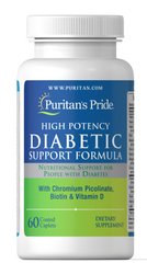 Для профилактики диабета, Diabetic Support Formula, Puritan's Pride, 60 капсул - фото