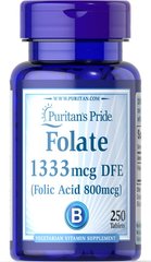Фолиевая кислота, Folic Acid, Puritan's Pride, 800 мкг, 250 таблеток - фото