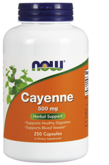 Кайенский перец, Cayenne, Now Foods, 500 мг, 250 капсул - фото