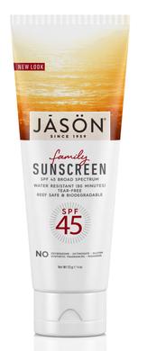 Сонцезахисний крем для всієї родини, SPF 45, Natural Sunscreen, Jason Natural, 113 г - фото
