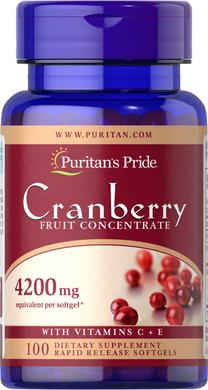 Клюквенный фруктовый концентрат с C & E, Cranberry Fruit Concentrate with C & E, Puritan's Pride, 4200 мг, 100 капсул - фото