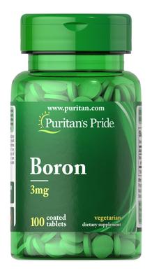 Бор, Boron, Puritan's Pride, 3 мг, 100 таблеток - фото