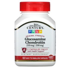 Глюкозамин хондроитин, Glucosamine, Chondroitin, 21st Century, 250/200 мг, 60 капсул - фото
