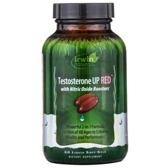 Подъем тестостерона с донаторами азота, Testosterone UP Red, Irwin Naturals, для мужчин, 60 гелевых капсул - фото