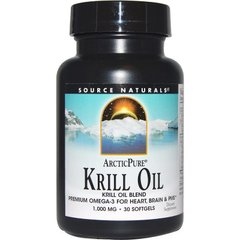 Масло кріля, Krill Oil, Source Naturals, арктичний, 1000 мг, 30 гелевих капсул - фото