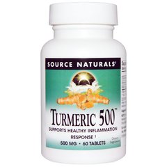 Куркума 500, Turmeric, Source Naturals, 60 таблеток - фото