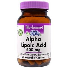 Альфа-липоевая кислота, Alpha Lipoic Acid, Bluebonnet Nutrition, 600 мг, 60 капсул - фото