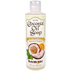 Мыло с кокосовым маслом, Coconut Oil Soap, NutriBiotic, мята-бергамот, органик, 236 мл - фото