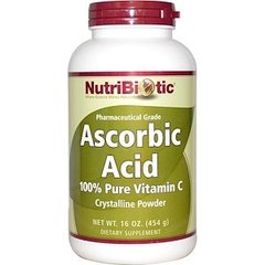 Вітамін С, Ascorbic Acid, NutriBiotic, 454 г - фото