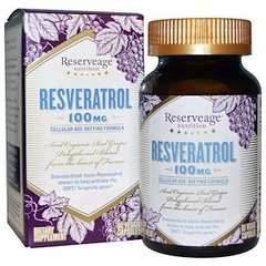 Ресвератрол, Resveratrol, ReserveAge Nutrition, 100 мг, 60 растительных капсул - фото