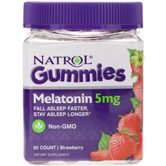 Мелатонин, Melatonin, 5 мг, Natrol, 90 жевательных конфет - фото