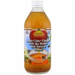 Яблочный уксус, Raw Apple Cider Vinegar with Mother & Honey, Dynamic Health Laboratories, 473 мл - фото