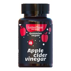 Яблочный уксус, Apple Cider Vinеgаr, GoldenPharm, 60 веганский мармелад - фото