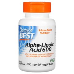 Альфа-липоевая кислота, Alpha-Lipoic Acid, Doctor's Best, 600 мг, 60 капсул - фото