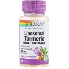 Куркума, липосомальный екстракт кореня, Liposomal Turmeric, Solaray, 330 мг, 30 вегетаріанських капсул - фото