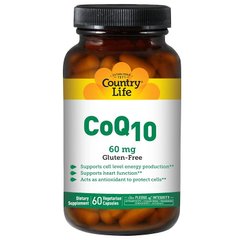 Коэнзим Q10, CoQ10, Country Life, 60 мг, 60 капсул - фото