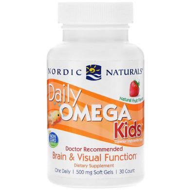 Риб'ячий жир для дітей (ягоди), Daily Omega Kids, Nordic Naturals, 1 в день, 500 мг, 30 капсул - фото