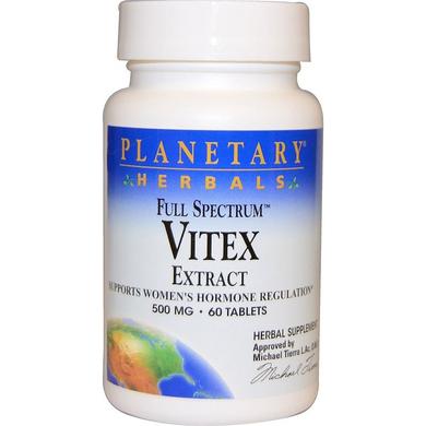 Витекс, Авраамово дерево, Vitex, Planetary Herbals, экстракт, 500 мг, 60 таблеток - фото