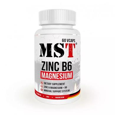 Цинк + Магній + В6, ZMB6, MST Nutrition, 60 рослинних капсул - фото