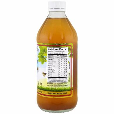 Яблочный уксус, Raw Apple Cider Vinegar with Mother & Honey, Dynamic Health Laboratories, 473 мл - фото