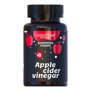 Яблучний оцет, Apple Cider Vinegar, Golden Pharm, 60 веганські мармелад - фото