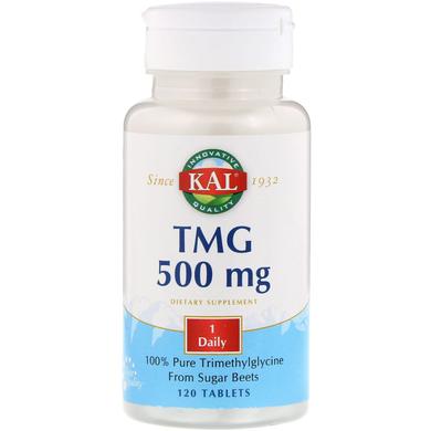 Триметилглицин, TMG, 500 мг, Kal, 120 таблеток - фото