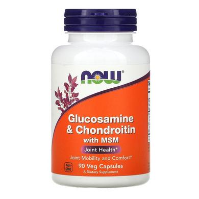 Глюкозамін, хондроїтин та ЧСЧ, Glucosamine & Chondroitin with MSM, Now Foods, 90 капсул - фото