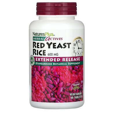 Червоний дріжджовий рис, Red Yeast Rice, Nature's Plus, Herbal Actives, 600 мг, 60 таблеток - фото