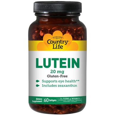 Лютеїн (Lutein), Country Life, 20 мг, 60 капсул - фото