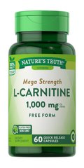 L-карнитин, L-Carnitine, Nature's Truth, 1000 мг на порцию, 60 капсул - фото