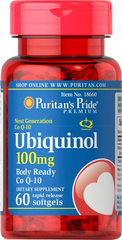 Убіхінол, Ubiquinol, Puritan's Pride, 100 мг, 60 гелевих капсул - фото