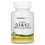 Витамин Д3 и К2 (Vit D3/Vit K2), Nature's Plus, 1000 МЕ/100 мкг, 90 капсул, фото